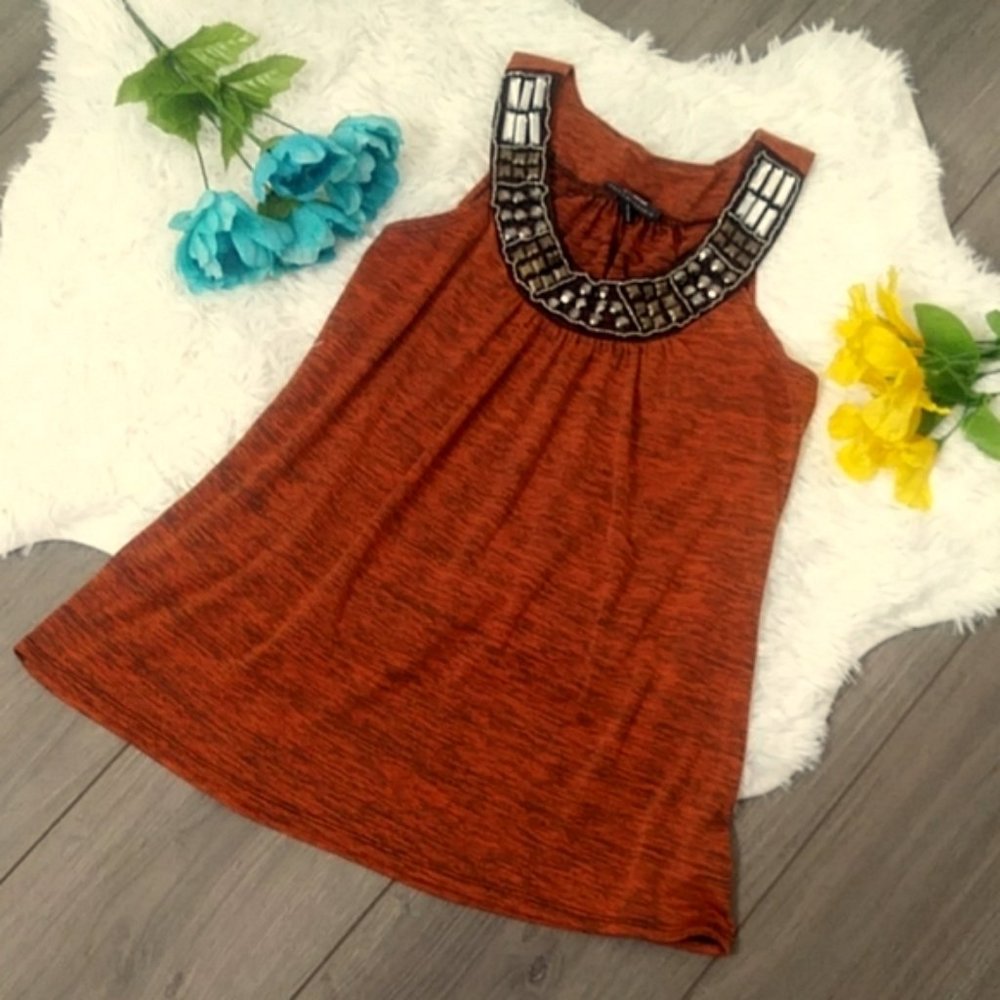 2/$24 B Wear Orange Tank Embellished Blouse